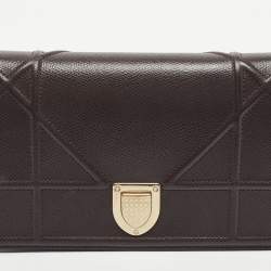 Pre Owned Dior Burgundy Leather Mini Diorama Chain Bag