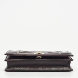 Pre Owned Dior Burgundy Leather Mini Diorama Chain Bag