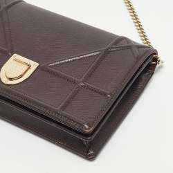 Pre Owned Dior Burgundy Leather Mini Diorama Chain Bag