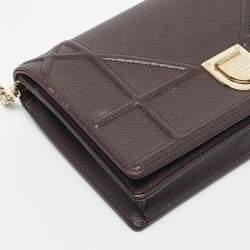 Pre Owned Dior Burgundy Leather Mini Diorama Chain Bag