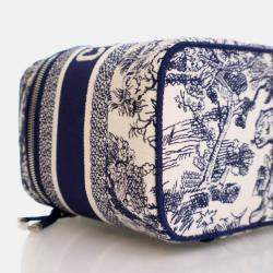 Pre Owned Dior Diortravel Vanity Case Toile de Jouy Canvas Bag