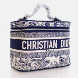 Pre Owned Dior Diortravel Vanity Case Toile de Jouy Canvas Bag