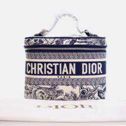 Pre Owned Dior Diortravel Vanity Case Toile de Jouy Canvas Bag