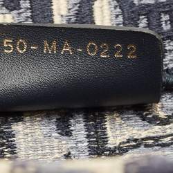 Pre Owned Dior Navy Blue Oblique Embroidered Canvas Medium Book Tote