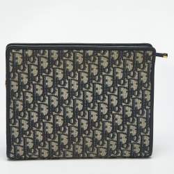Pre Owned Dior Navy Blue Oblique Canvas 30 Montaigne Pouch