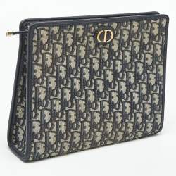 Pre Owned Dior Navy Blue Oblique Canvas 30 Montaigne Pouch