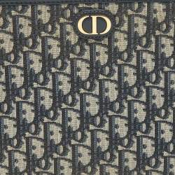 Pre Owned Dior Navy Blue Oblique Canvas 30 Montaigne Pouch