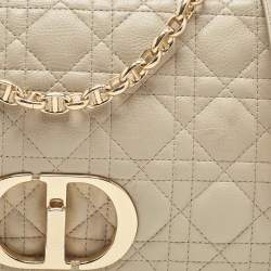 Pre Owned Dior Beige Cannage Leather Medium Caro Shoulder Bag