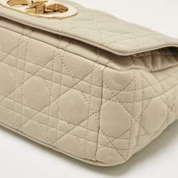 Pre Owned Dior Beige Cannage Leather Medium Caro Shoulder Bag