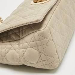 Pre Owned Dior Beige Cannage Leather Medium Caro Shoulder Bag