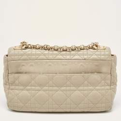 Pre Owned Dior Beige Cannage Leather Medium Caro Shoulder Bag