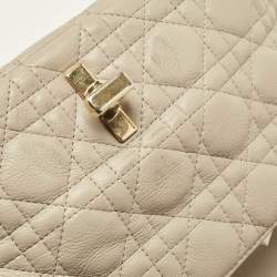 Pre Owned Dior Beige Cannage Leather Medium Caro Shoulder Bag