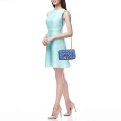 Pre Owned Dior Blue Cannage Leather Small Caro Shoulder Bag