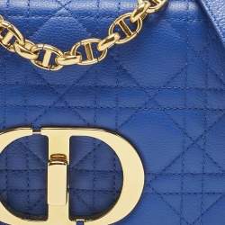 Pre Owned Dior Blue Cannage Leather Small Caro Shoulder Bag