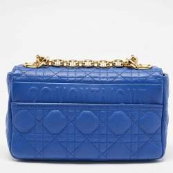 Pre Owned Dior Blue Cannage Leather Small Caro Shoulder Bag