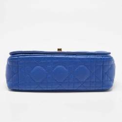 Pre Owned Dior Blue Cannage Leather Small Caro Shoulder Bag