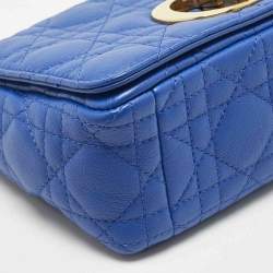 Pre Owned Dior Blue Cannage Leather Small Caro Shoulder Bag