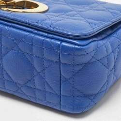 Pre Owned Dior Blue Cannage Leather Small Caro Shoulder Bag