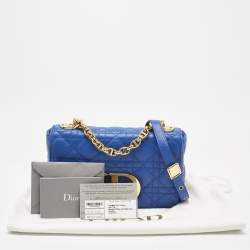 Pre Owned Dior Blue Cannage Leather Small Caro Shoulder Bag
