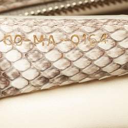 Pre Owned Dior Gold/Beige Python Medium  Lady Dior Tote