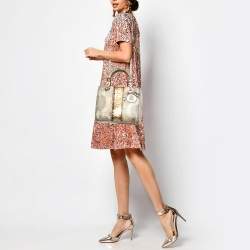 Pre Owned Dior Gold/Beige Python Medium  Lady Dior Tote
