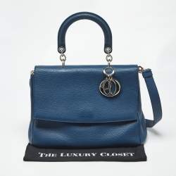 Pre Owned Dior Navy Blue Leather Medium Be Dior Flap Bag