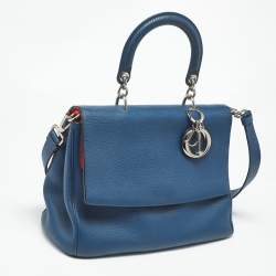 Pre Owned Dior Navy Blue Leather Medium Be Dior Flap Bag