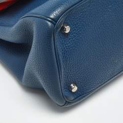 Pre Owned Dior Navy Blue Leather Medium Be Dior Flap Bag