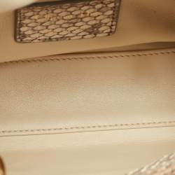 Pre Owned Dior Beige/Gold Python Mini Lady Dior Tote