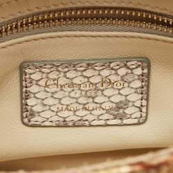 Pre Owned Dior Beige/Gold Python Mini Lady Dior Tote