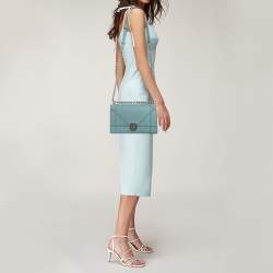 Pre Owned Dior Light Blue Leather Medium Diorama Shoulder Bag