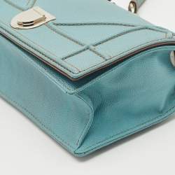 Pre Owned Dior Light Blue Leather Medium Diorama Shoulder Bag