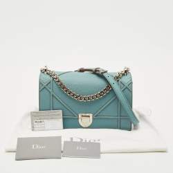 Pre Owned Dior Light Blue Leather Medium Diorama Shoulder Bag
