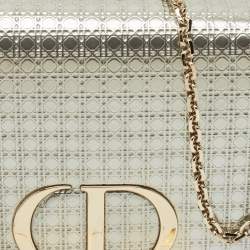 Pre Owned Dior Silver Microcannage Patent Leather 2 in 1 30 Montaigne Pouch