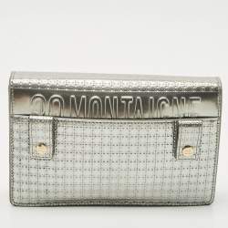Pre Owned Dior Silver Microcannage Patent Leather 2 in 1 30 Montaigne Pouch