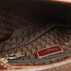 Pre Owned Dior Brown Leather Floral Embroidered Saddle Bag