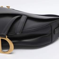 Pre Owned Dior Black Leather Saddle Bag