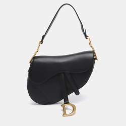 Pre Owned Dior Black Leather Saddle Bag