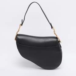 Pre Owned Dior Black Leather Saddle Bag