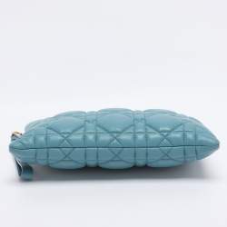 Pre Owned Dior Light Blue Cannage Leather Caro Pouch Clutch