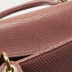 Pre Owned Dior Red Lizard Small Lady Dior Tote