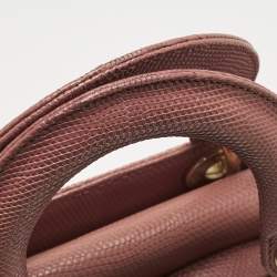 Pre Owned Dior Red Lizard Small Lady Dior Tote