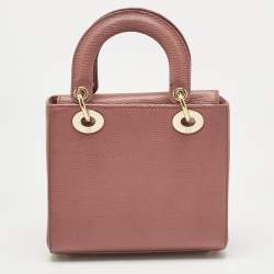 Pre Owned Dior Red Lizard Small Lady Dior Tote