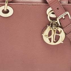 Pre Owned Dior Red Lizard Small Lady Dior Tote