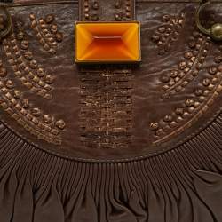 Pre Owned Dior Brown Pleated Leather Plisse Hobo