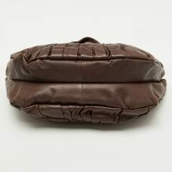 Pre Owned Dior Brown Pleated Leather Plisse Hobo