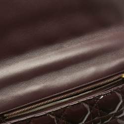 Pre Owned Dior Dark Purple Cannage Patent Leather Medium Caro Shoulder Bag