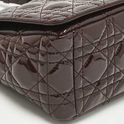 Pre Owned Dior Dark Purple Cannage Patent Leather Medium Caro Shoulder Bag