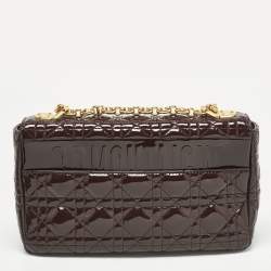 Pre Owned Dior Dark Purple Cannage Patent Leather Medium Caro Shoulder Bag