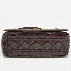 Pre Owned Dior Dark Purple Cannage Patent Leather Medium Caro Shoulder Bag